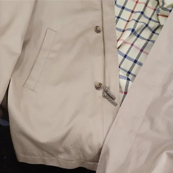 VTG Brooks Brothers Mens Med Classic Car Coat Chore Jacket Khaki/Plaid Hong Kong - Picture 10 of 13